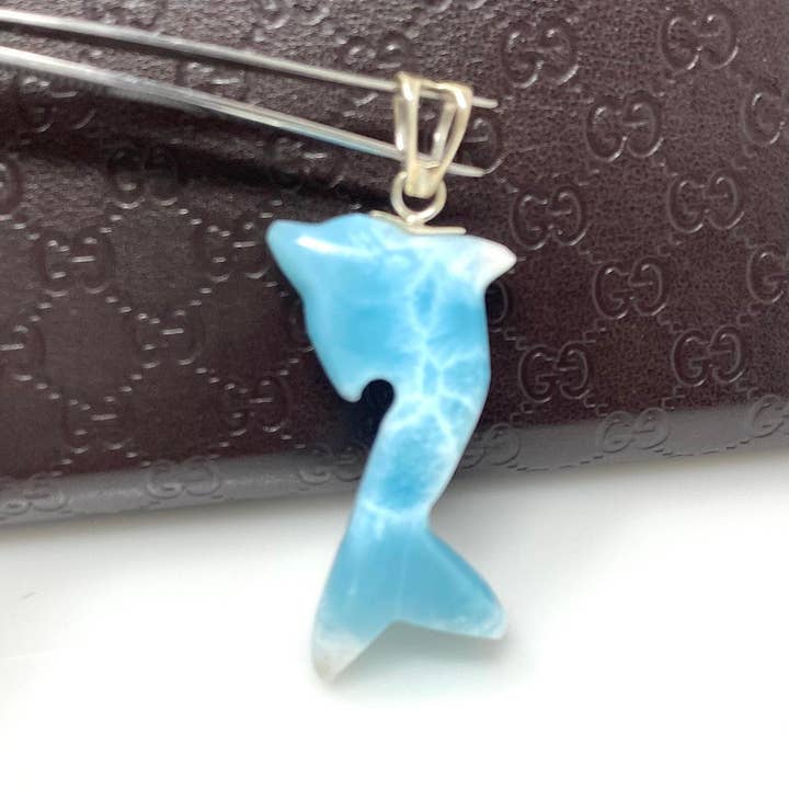 Akstar Gems - Wholesale Individual Charm/Pendant - 12g Larimar Dolphin Pendant, Larimar Pendant, Bohemian Jewelry, Dominican Republic Larimar Pendant