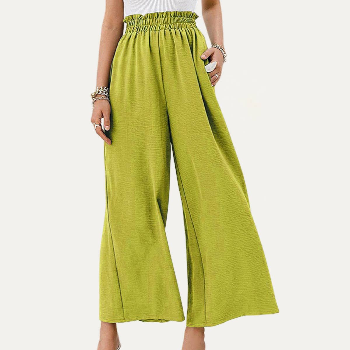 The Moment Collection - Vente Pantalon – femme - Pantalon large à taille haute pour journées décontractées et décontractées11