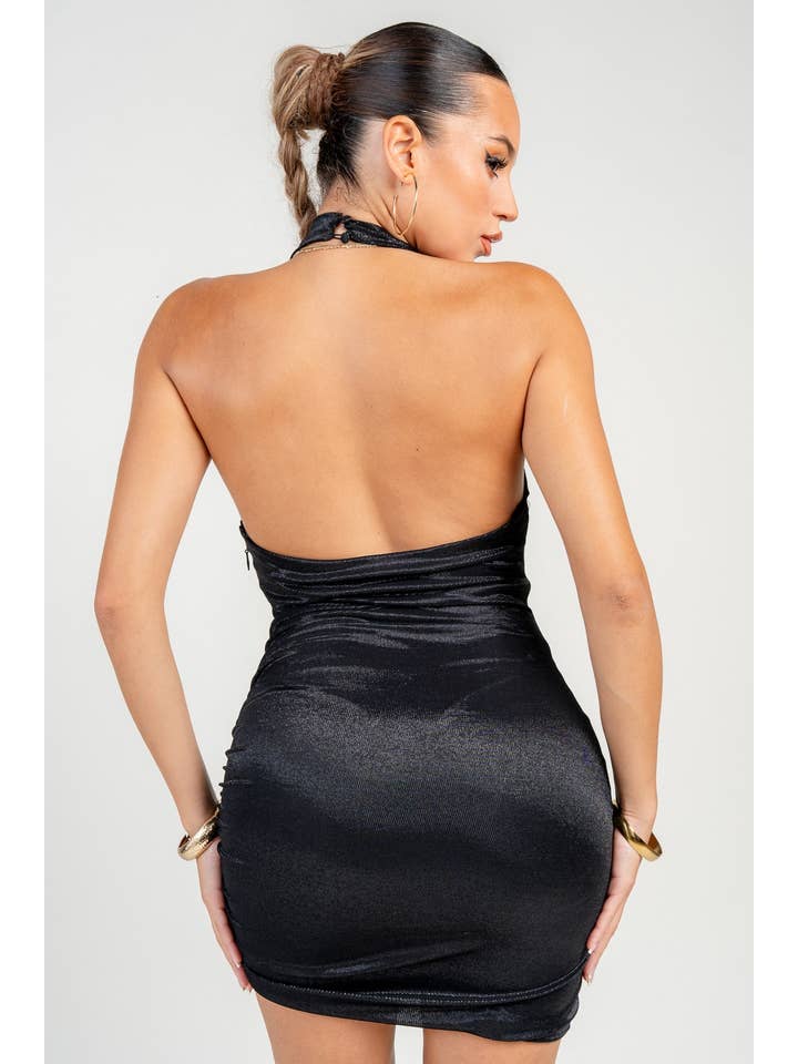 PRIVY - Wholesale Dress - Women's - Cowl Halter Neck Asymmetrical Hem Mini Dress17