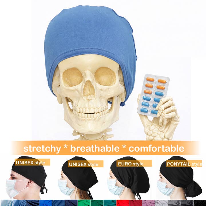 Ceilblå operationshætte for engroshandel hos Bestscrubcap