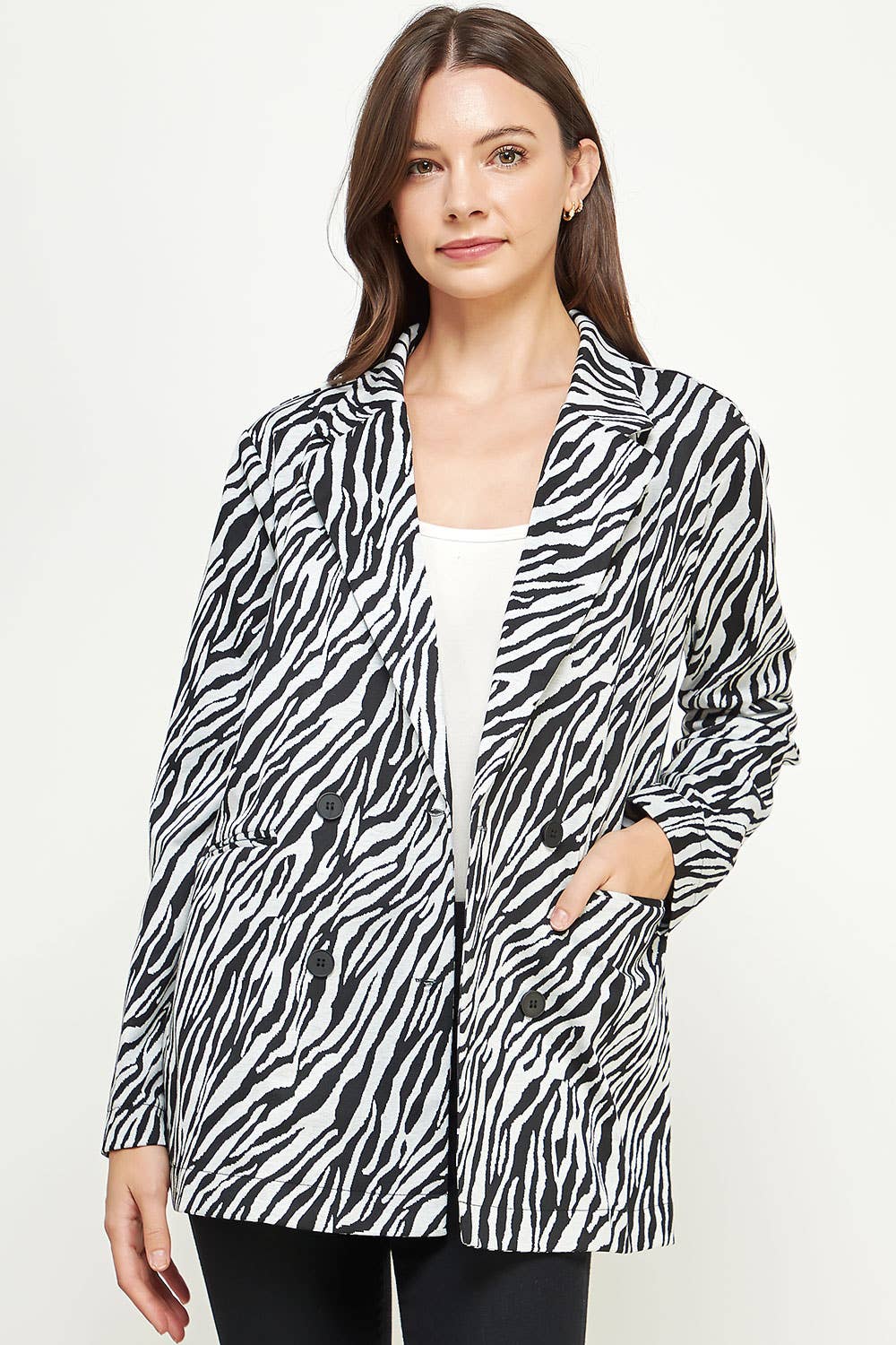 Strut & Bolt – Engroshandel Blazer - Dame – Zebra Mønster Strik Blazer0