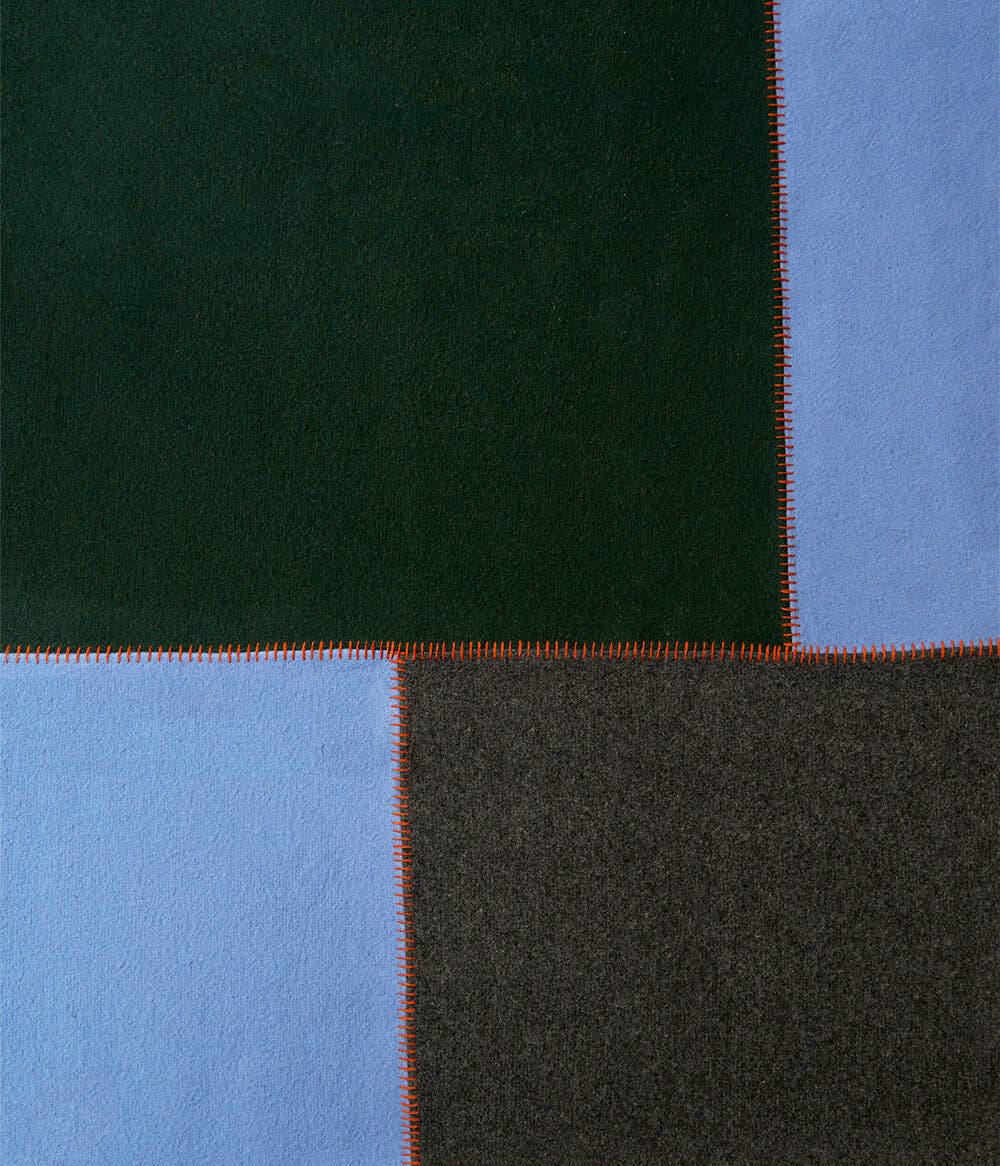 Burel Factory - Vente Plaids - Couverture patchwork en melton 100 % laine avec bordure contrastée0