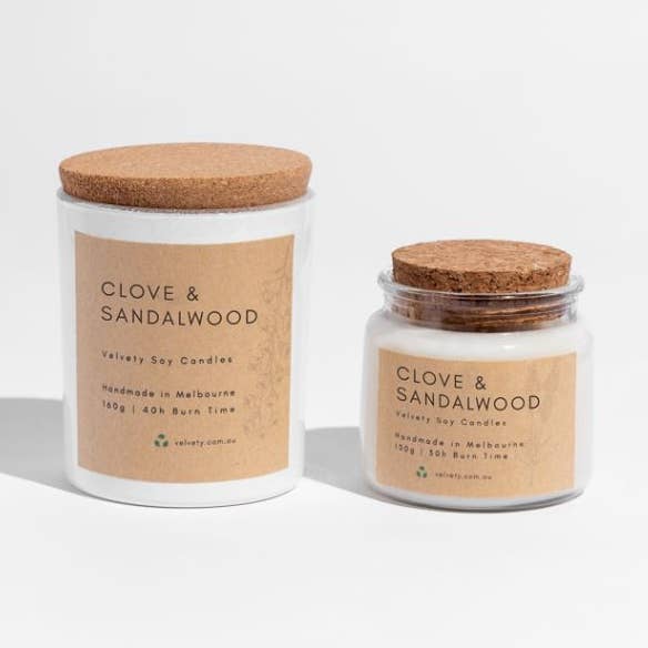 Velvety - Wholesale Jar/Filled Candle - Clove and Sandalwood Soy Candle