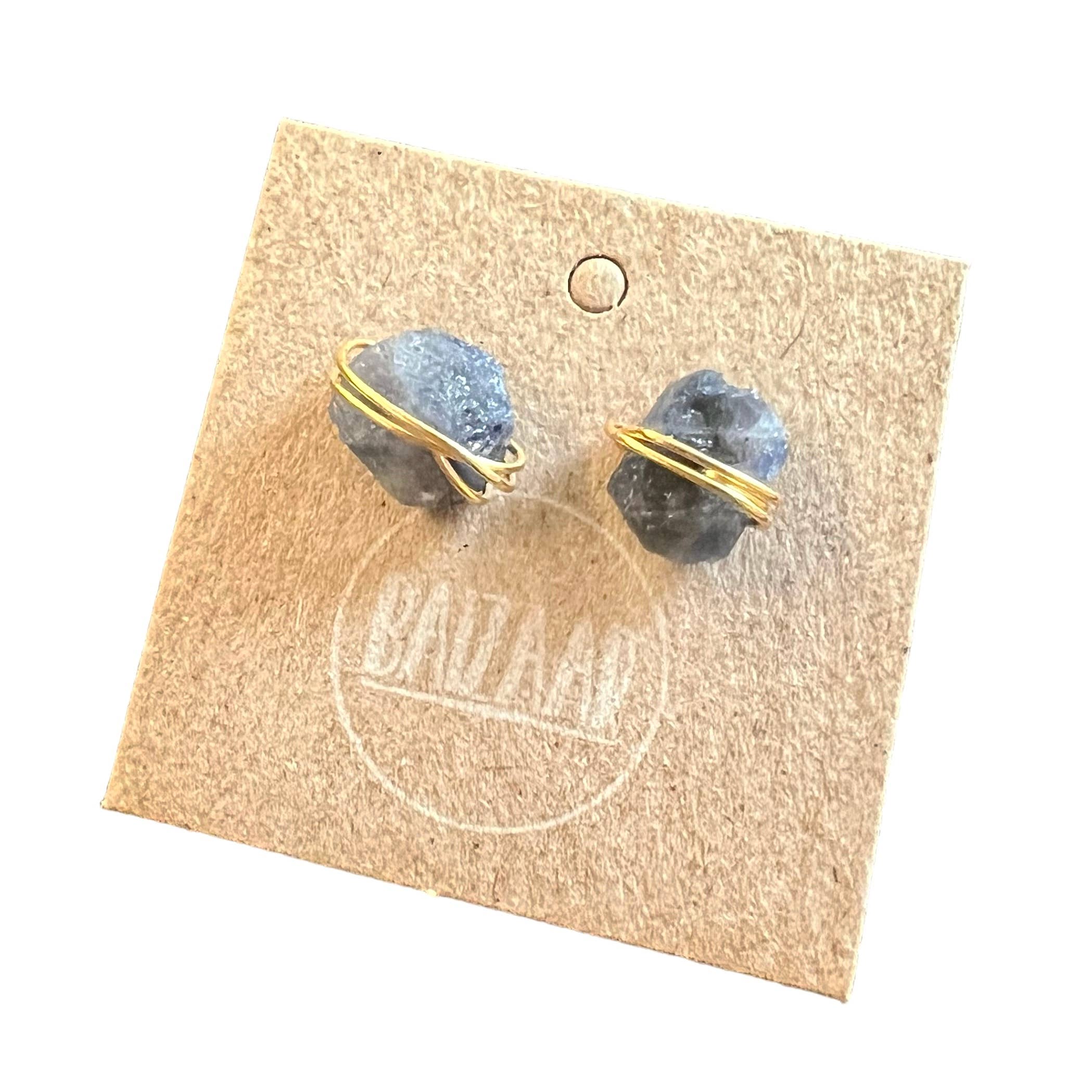 Baizaar - Venta al por mayor Pendientes de botón/aretes de poste - Pendientes de botón de piedra en bruto envuelta - ¡Un regalo estupendo!6