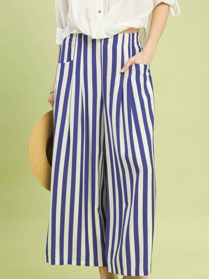 Vertical Stripe Wide Leg Pants for wholesale by Pink Irene Wholesale