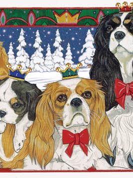 Biglietti natalizi Cavalier King Charles Royalties, confezione da 10 per la vendita all'ingrosso da parte di Pipsqueak Productions