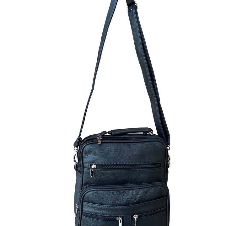 Roma Leathers, Inc. - Wholesale Crossbody Bag - Women's - 3753 BK cowhide leather crossbody handbag
