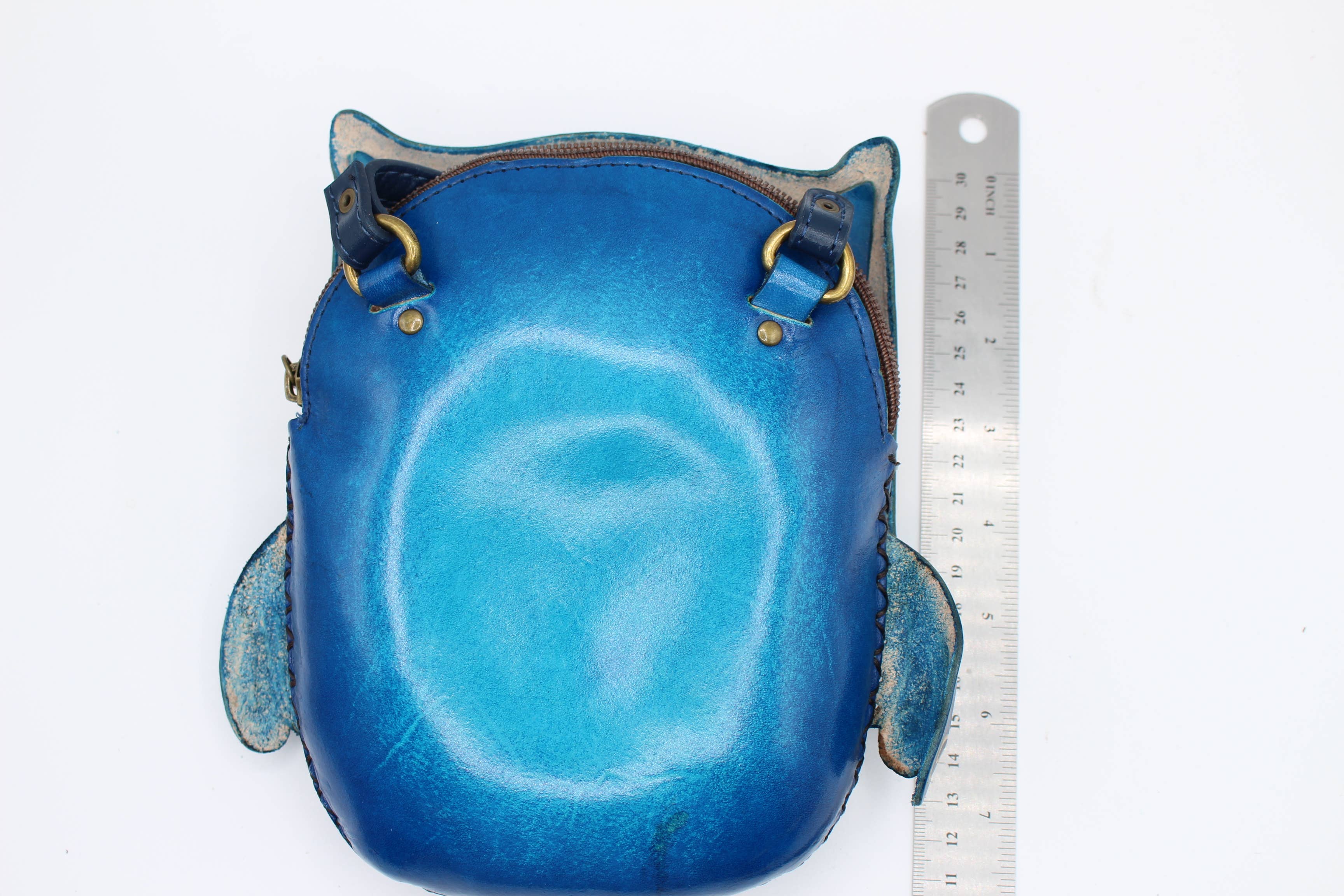 Sunflower Handmade leather inc - Vente Sac à bandoulière – femme - XLE021 sac à bandoulière en cuir fait main en forme de hibou, marron5