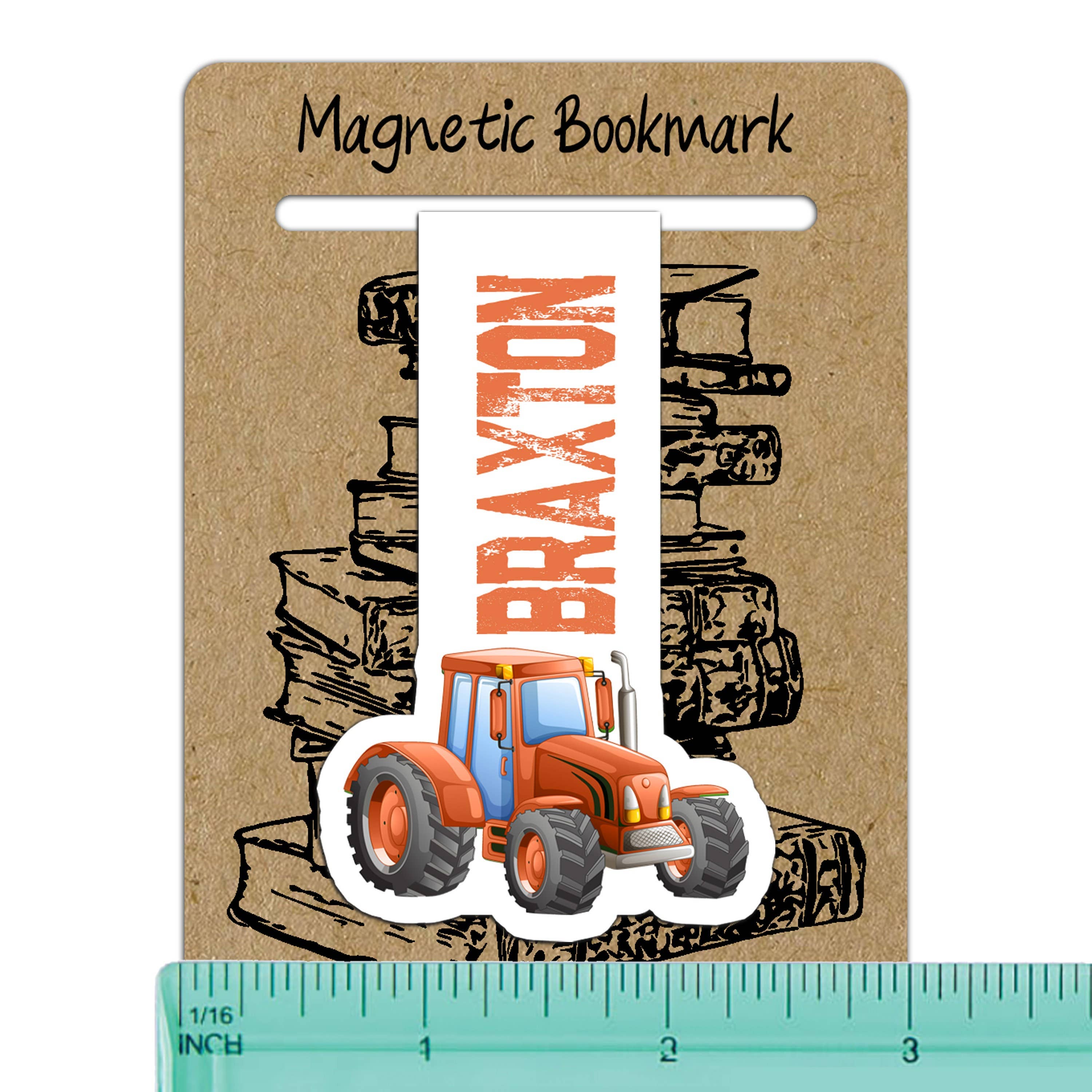 Swanky Bazaar – Großhandel Lesezeichen – Personalisiertes orangefarbenes magnetisches Traktor-Lesezeichen3