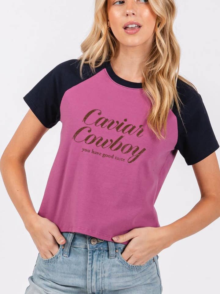Caviar Cowboy Vintage Graphic Contrast Top for wholesale by Zutter