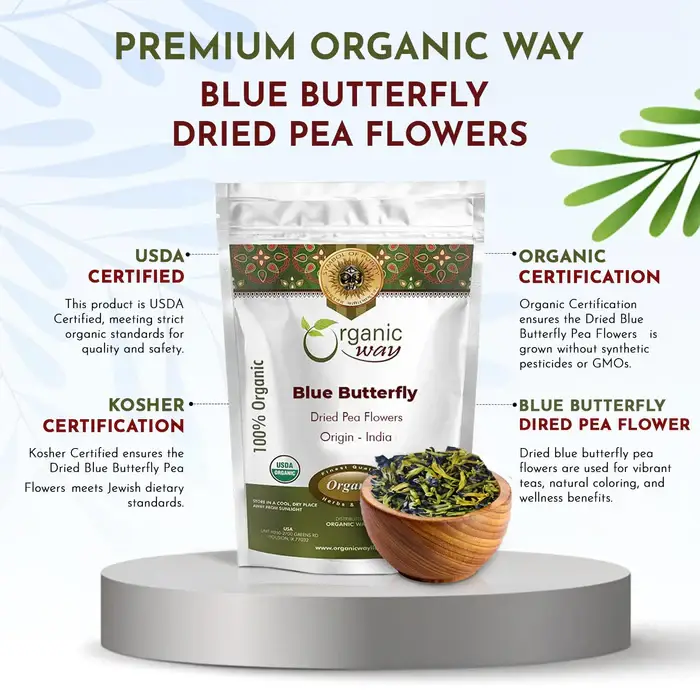 Organic Way LLC - Wholesale Loose Tea - Blue Butterfly Pea Flowers (4 Oz)3