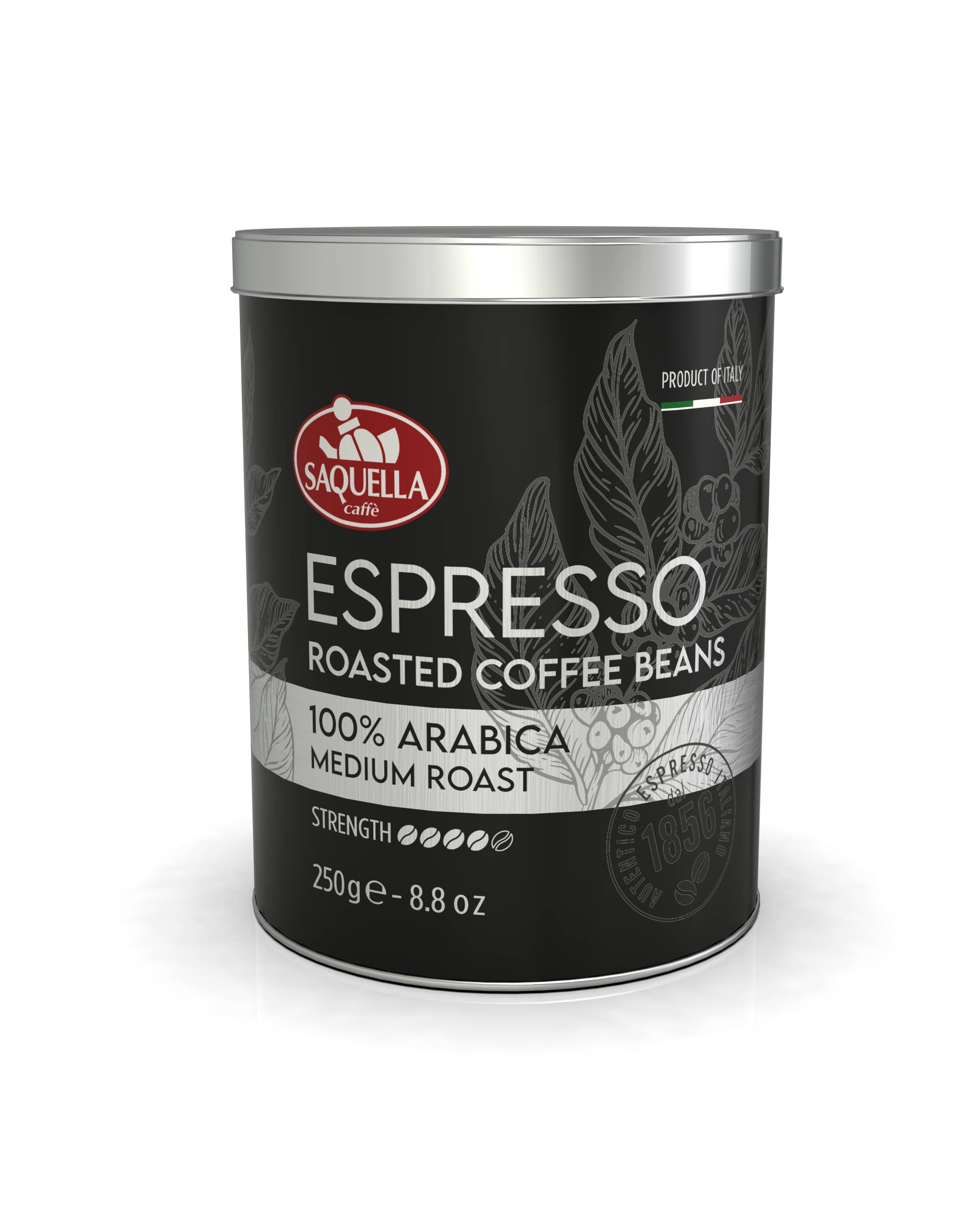 Saquella 1856 SRL - Wholesale Coffee Beans - Espr100% Arab 250G Whole Beans Medium Roast 10PCS