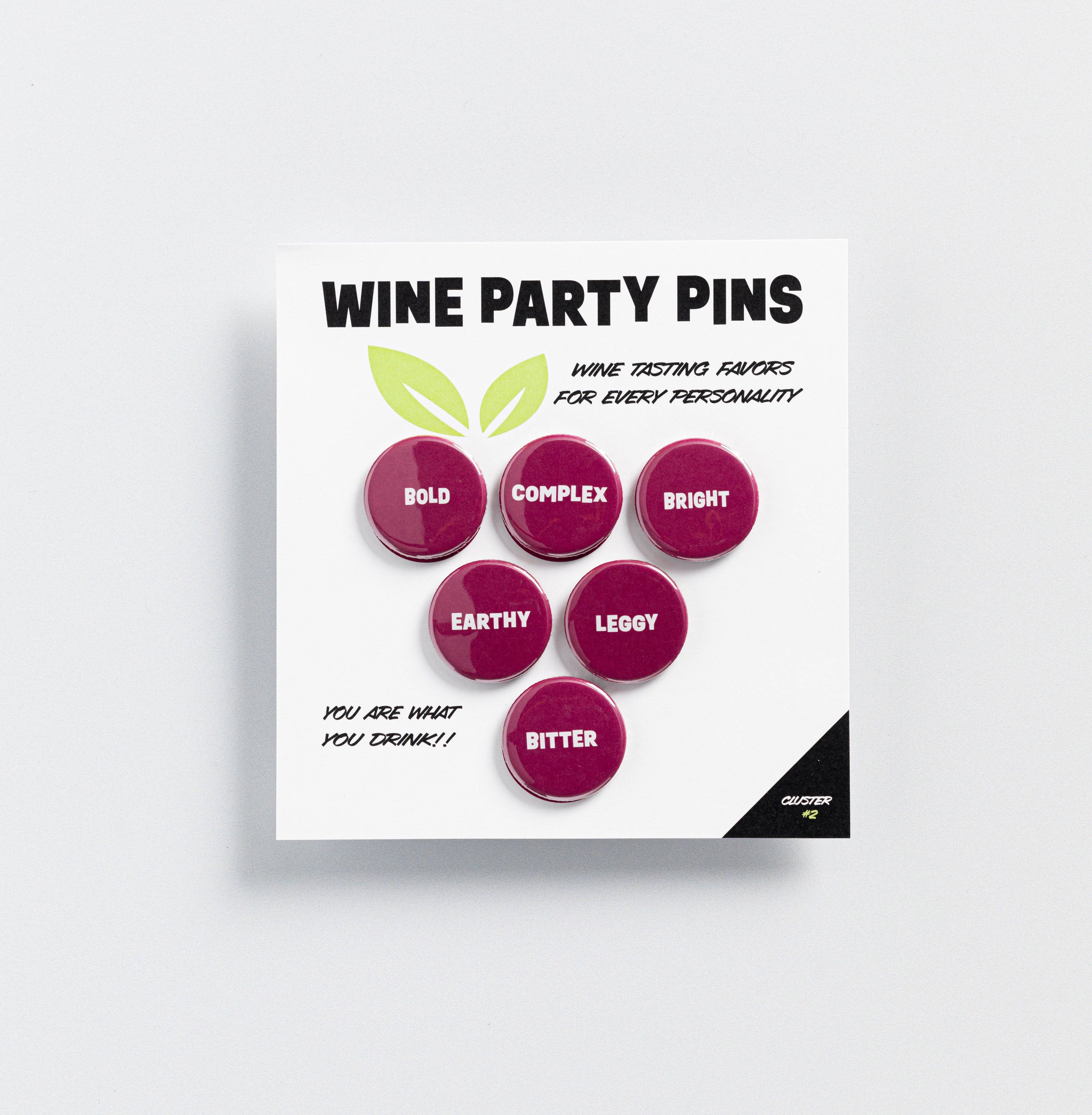 Questionable Designs - Wholesale Lapel Pin/Button - Wine Party Pins-Cluster1