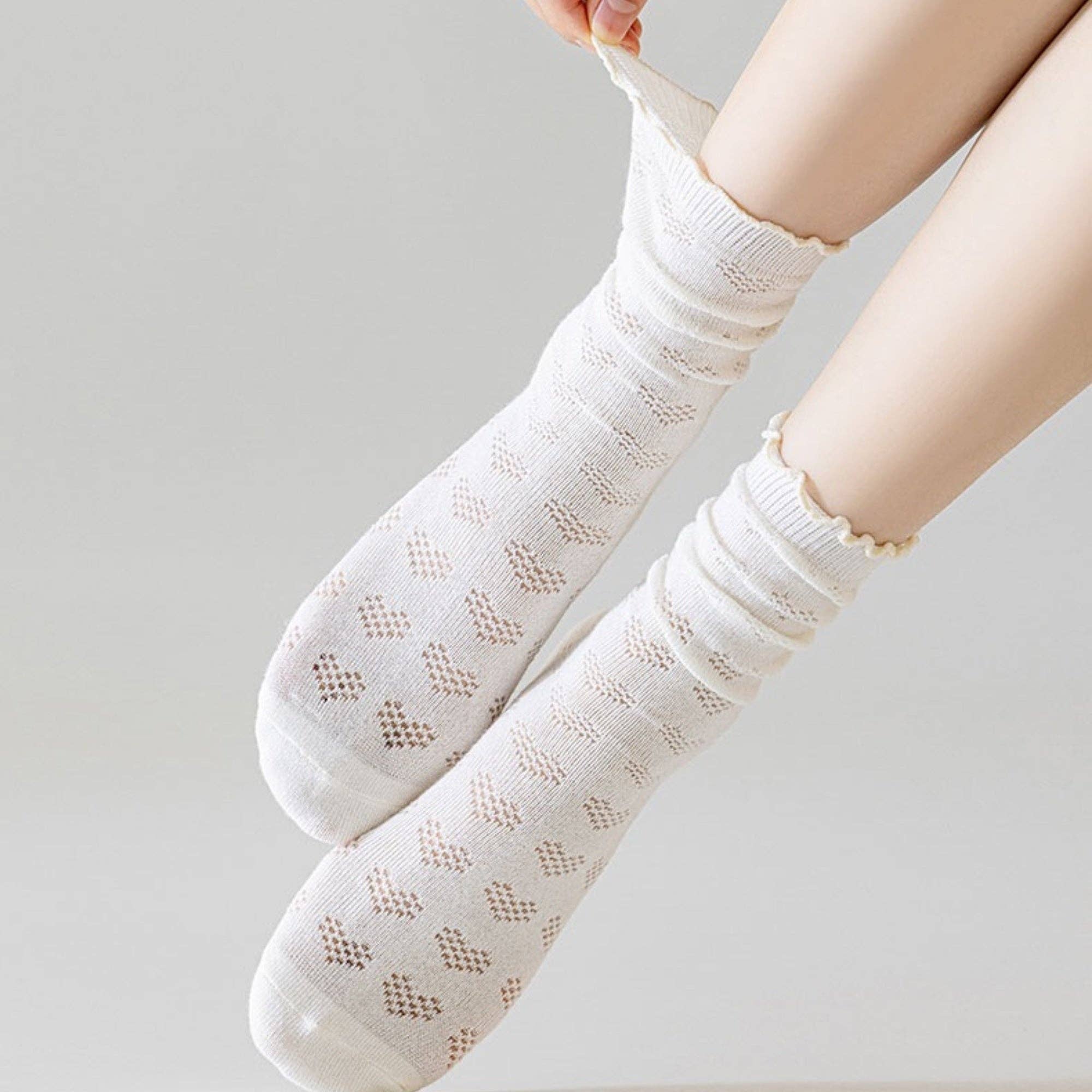 AK Brand - Wholesale Socks - Women's - 3-pack  Delicate Lace Knit Crew Socks with Textured Patterns5