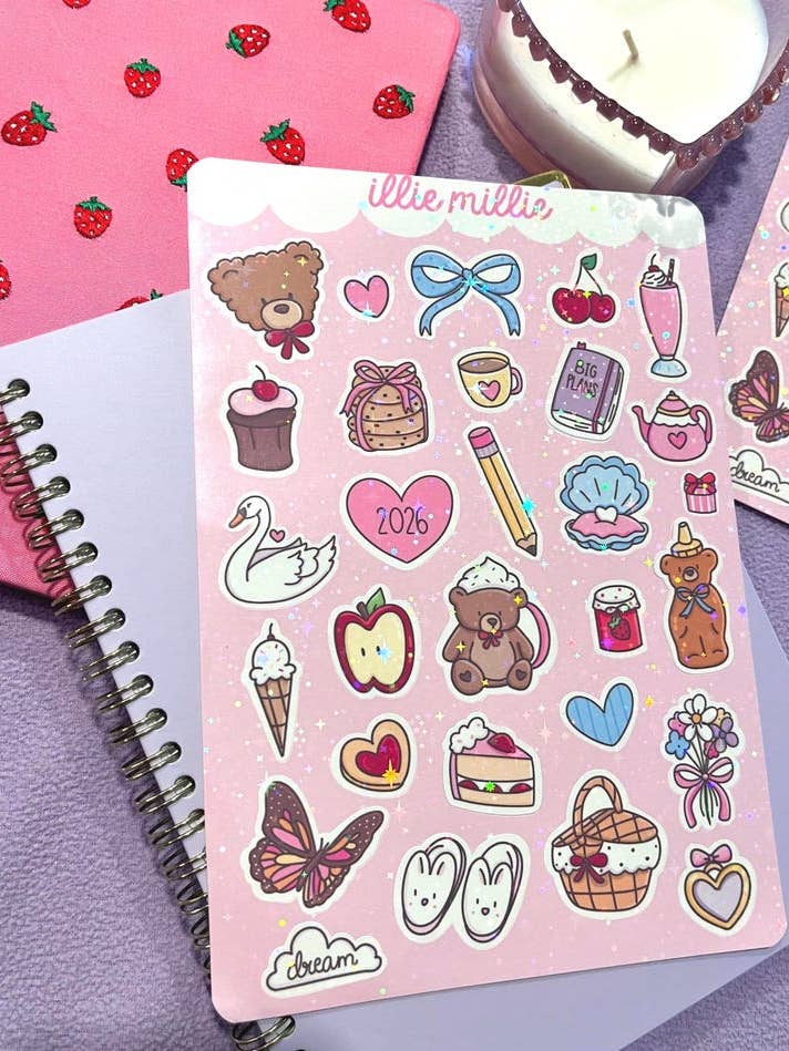 Cute Little Things Waterproof Sticker Sheet- 2026 Sticker sheet for wholesale by Illie Millie Designs