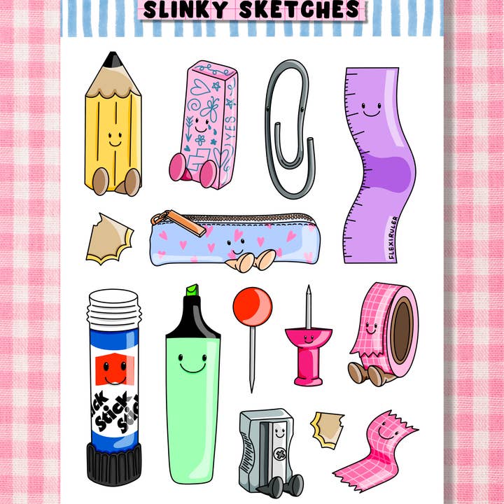 Pennfodral Illustrerad A6 Klistermärkesark för wholesale av Slinky Sketches