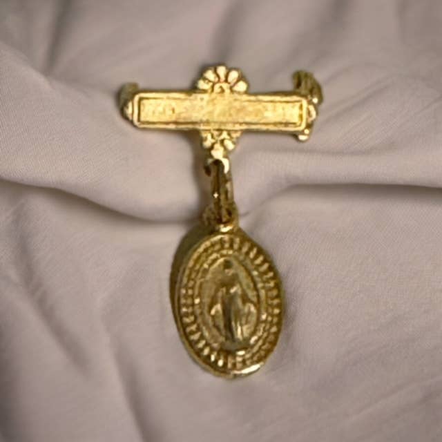 Zsa Zsa & LoLLi Monogram Blanks - Wholesale Lapel Pin/Button - Kids - Pendant of Protection - Mary Medal Gold or Silver2