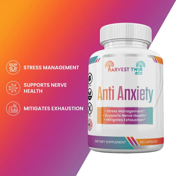 Anti-angstsupplement voor stressvermindering, cortisolspiegels, ontspanning en stemmingsbalans voor wholesale door HARVEST - TWIN
