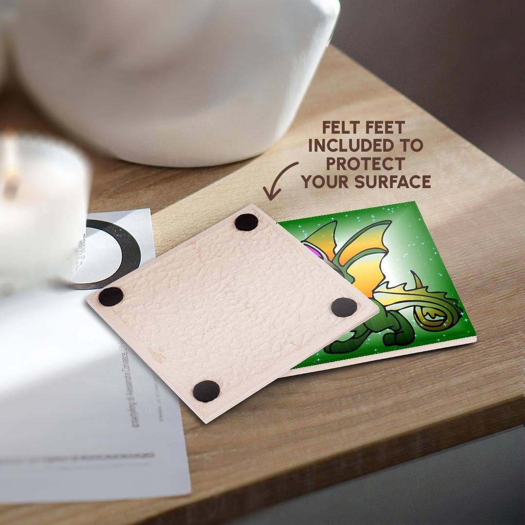 3dRose - Wholesale Coasters - 3dRose, Image of Cartoon Beautiful Chinese Dragon Smoking A Pipe, Coaster3