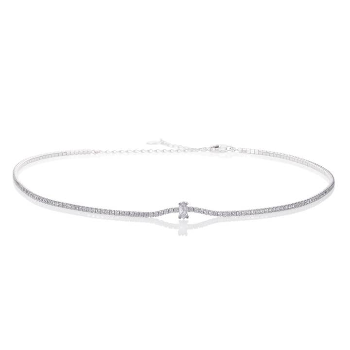 925 Sterling Silver Marquise Choker Necklace for Women with for wholesale by Namana