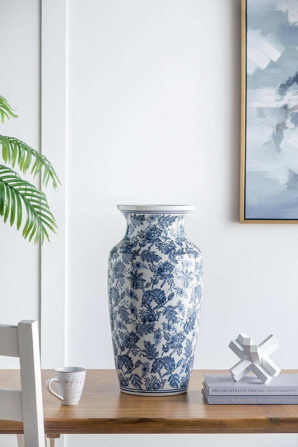 A&B Home Group Inc. - Wholesale Vase - D12x24" Porcelain Vase - White/Blue1