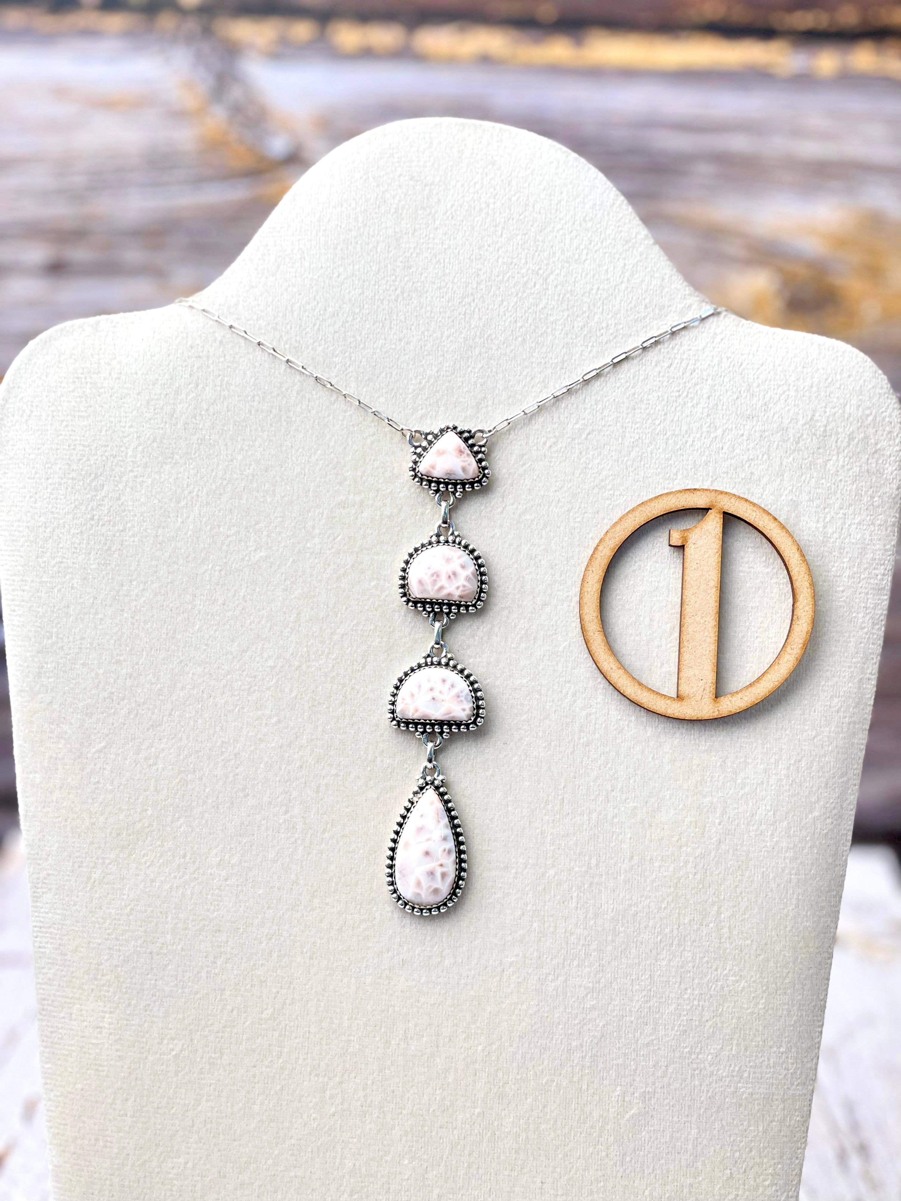 Krush Kandy - Wholesale Pendant/Charm Necklace - Pink Larimar Drop Necklace1