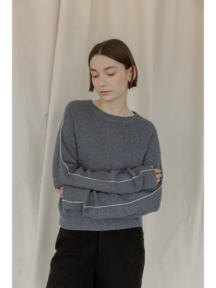 MOD REF - Wholesale Knit Sweater - Women's - The Anna Sweater | Knit Sweater with Contrast Side Seam