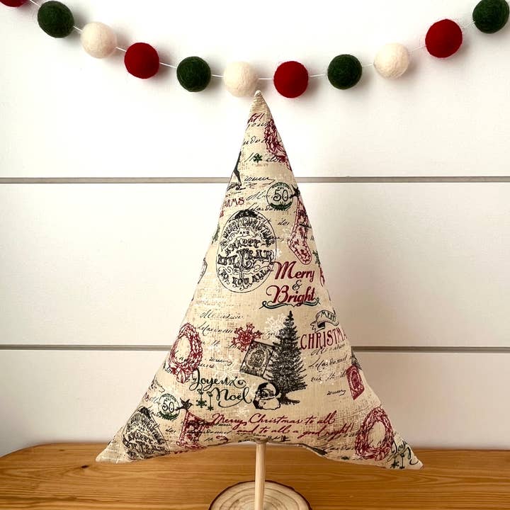 Kate + Em - Wholesale Christmas Decoration - 3pc. Fabric Vintage Print Christmas Tree Set
