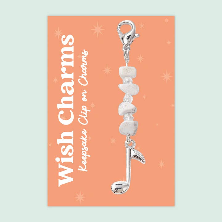 Musiknote - Wunschzauber - Andenken-Clip-Anhänger mit Edelsteinen - WCC023 für den Großhandel von WishStrings