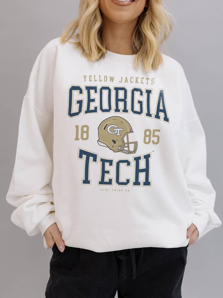Georgia Tech: Georgia Tech Helmetsweatshirt voor wholesale door Girl Tribe Co