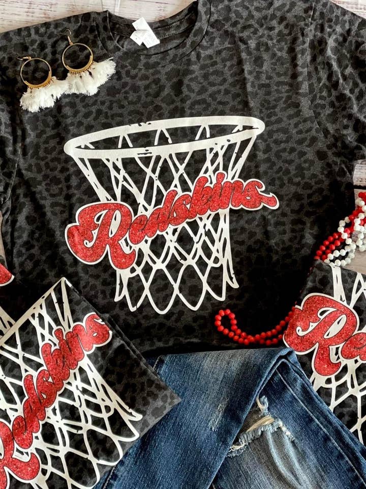 Truelove Apparel - Wholesale Screen Printed T-Shirt - Women's - Team Basketball Faux Glitter Leopard tee3