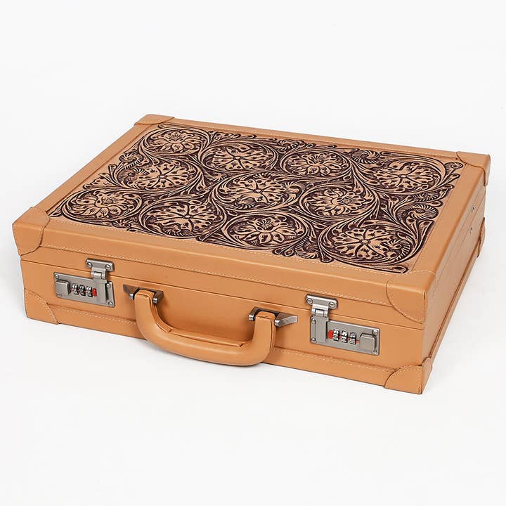 LS Western - Wholesale Jewellery box/organiser - ADBGZ882 Hand-Tooled Leather Jewelry Case with Combination Locks | American Darling1