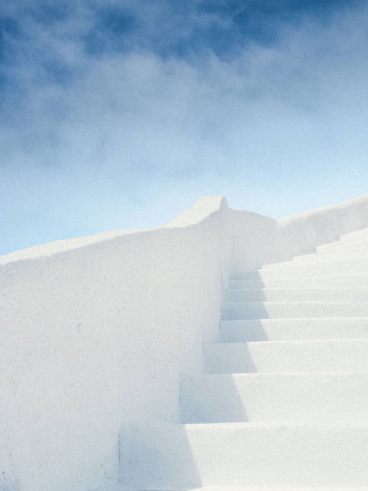 Ascent - Santorini Travel Print for wholesale by The Kenclare House