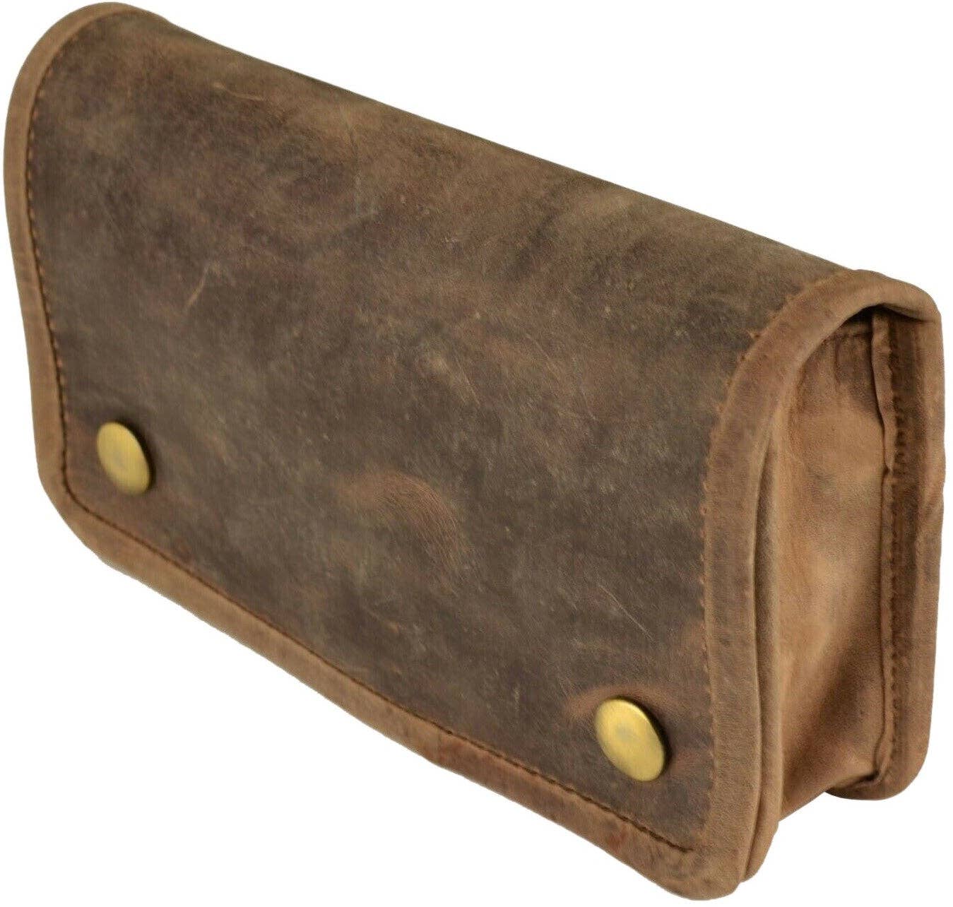 hide & chic - Wholesale Pouch - Women's - Quality Full Grain Vintage Leather Tobacco Pouch Style: 12035. BROWN. Compact Size.0