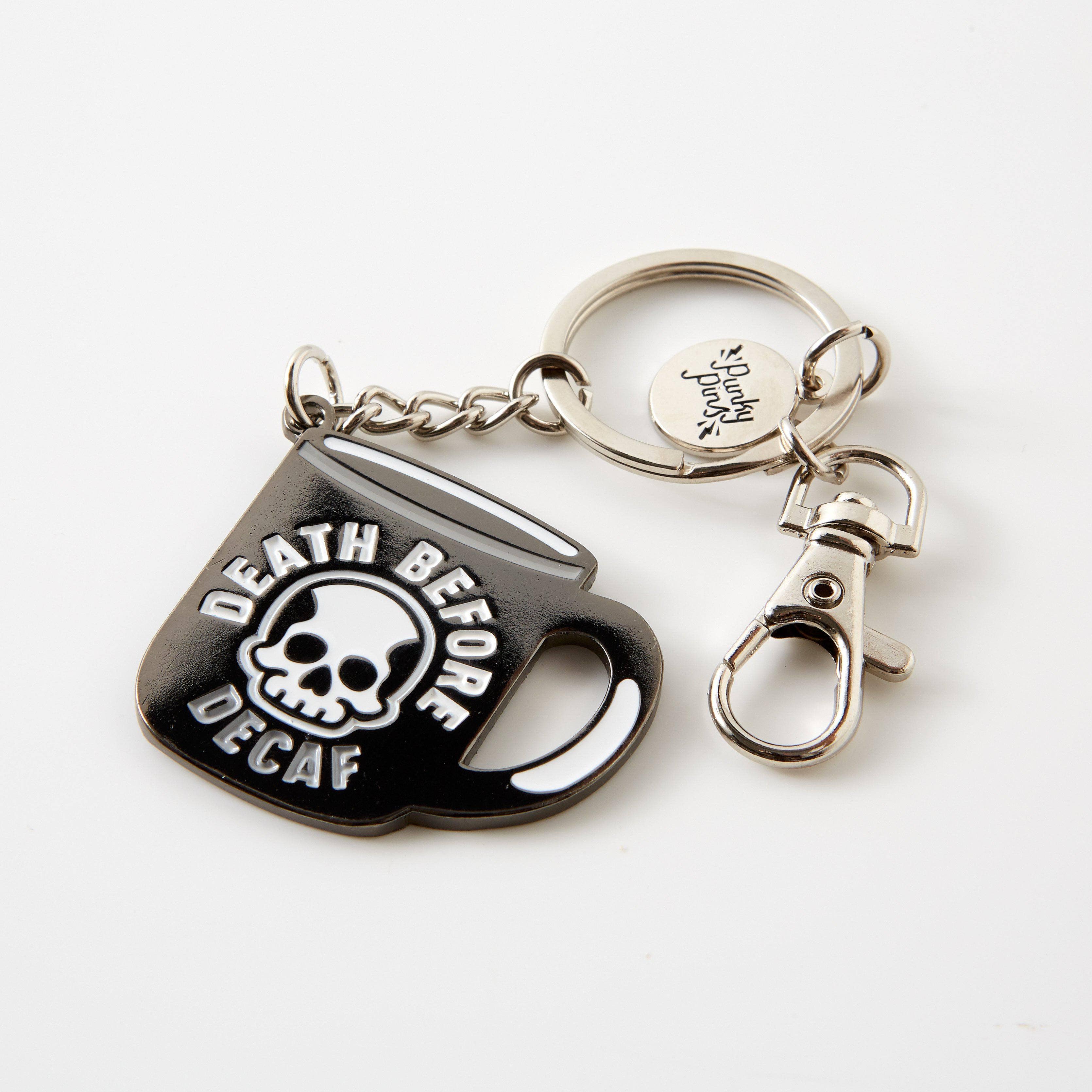 Punky Pins – wholesale Keychain – Unisex – Death Before Decaf Hard Enamel Keyring1