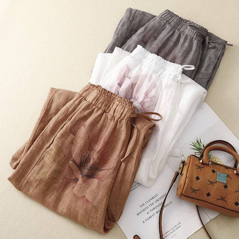 UZ Wholesale Store – Großhandel Hose – Damen – Vintage-Damenhose aus Baumwolle und Hanf mit elastischem Bund und weitem Beinschnitt8