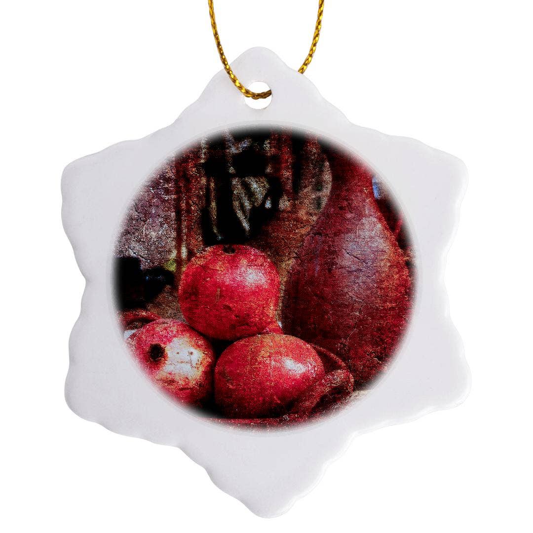 3dRose – wholesale Ornament – 3dRose, Still-life of an ancient pitcher and tree pomegranates on a plate, Ornament0