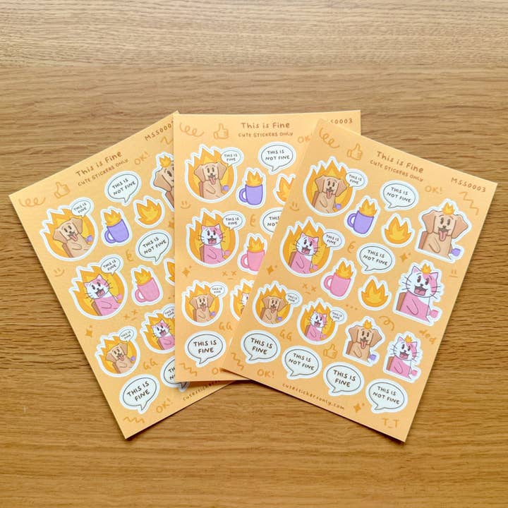 This is Fine - Matte Sticker Sheet for wholesale by Cute Stickers Only