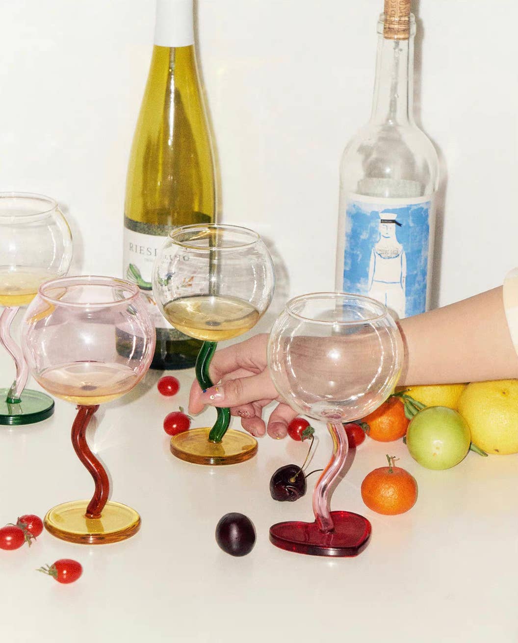 INSPECIAL HOME - Wholesale Wine Glass - Case of 40 Bubble Goblet, Retro Coloured Wine Cocktail Glass13