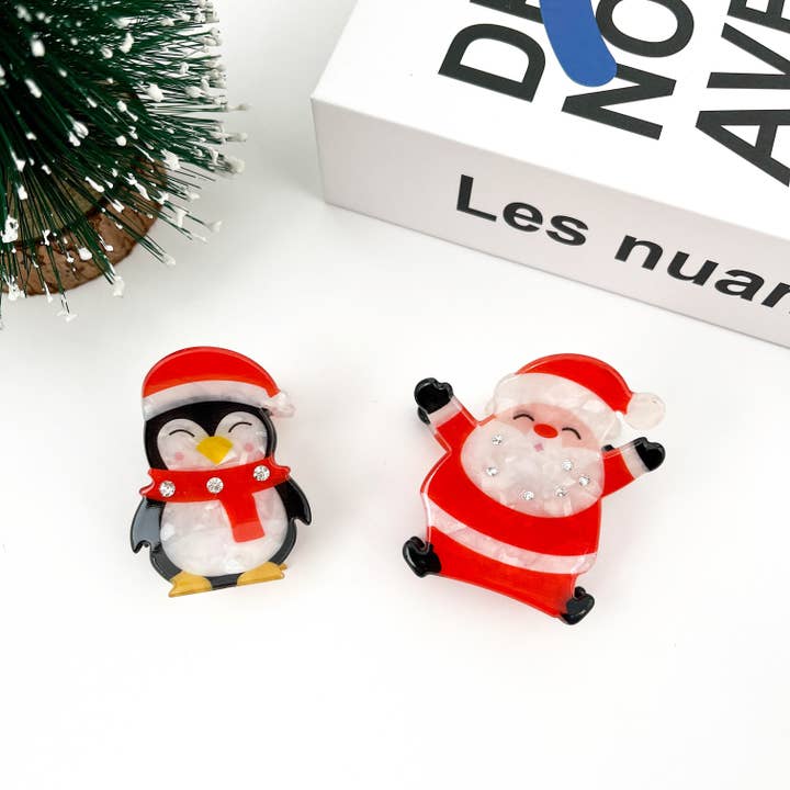 TheDivaSoap - Wholesale Hair Clip - Women's - Rhinestone Christmas Hair Clip, Santa Claus Claw Clip2