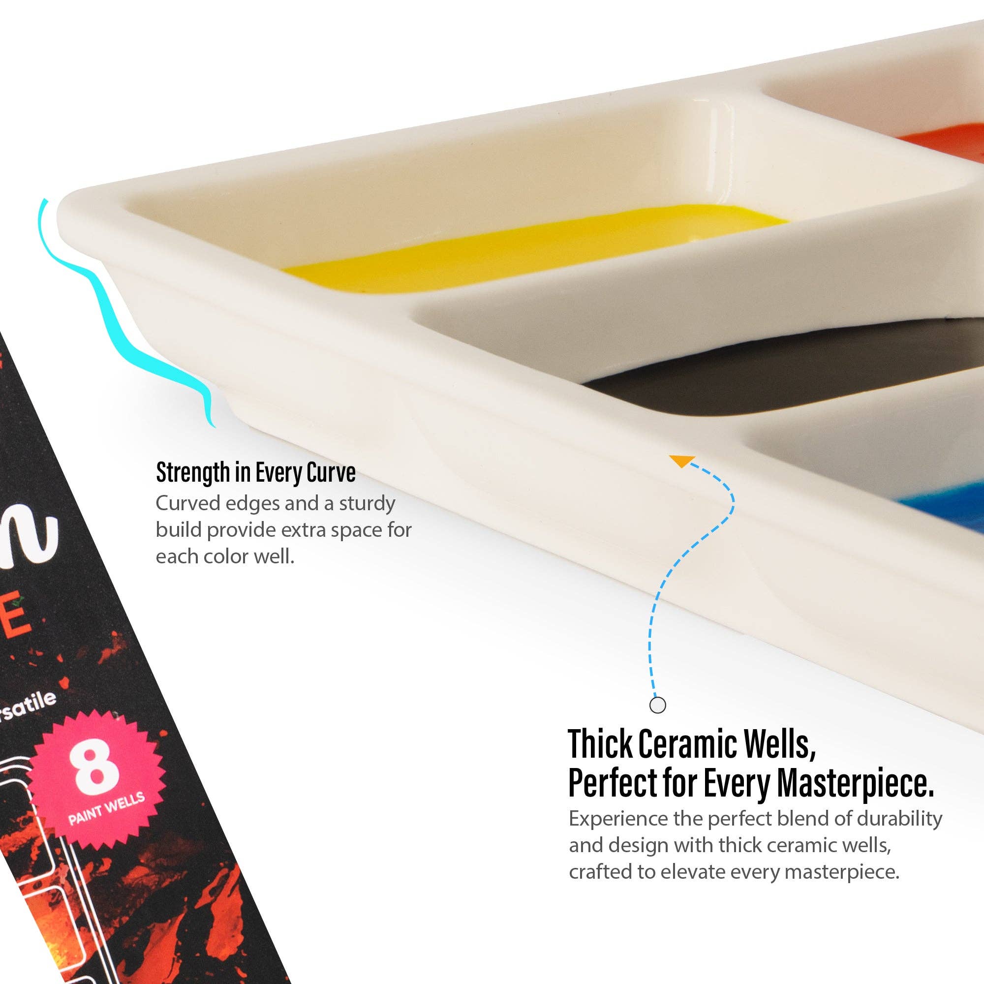 Pintar Art Supply – Großhandel Palette/Mischschale – Pintar 8-Well Keramikpalette für alle wasserbasierten Farben1