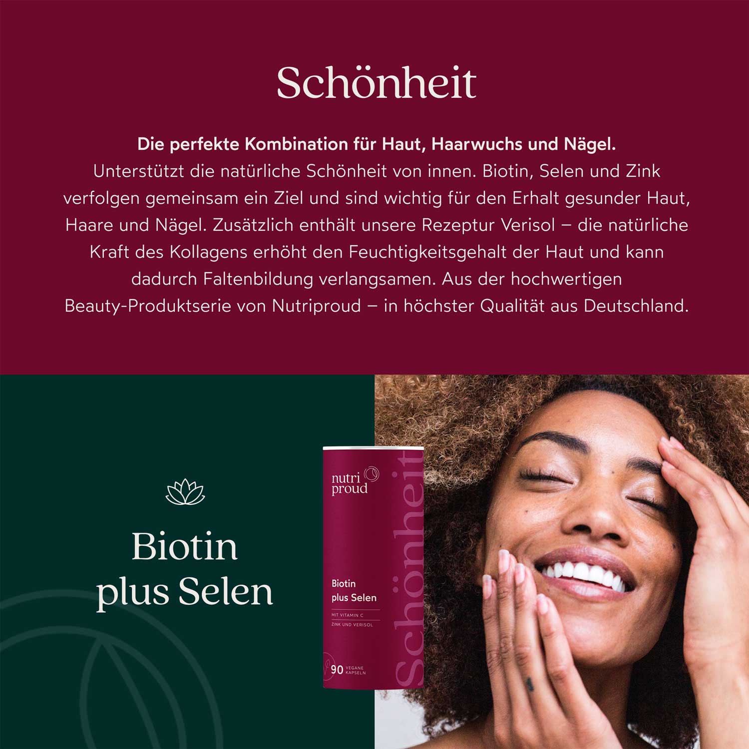 Nutriproud GmbH - Wholesale Oral Supplement/Vitamin - Beauty: biotin with selenium + vitamin C + zinc + Verisol®2