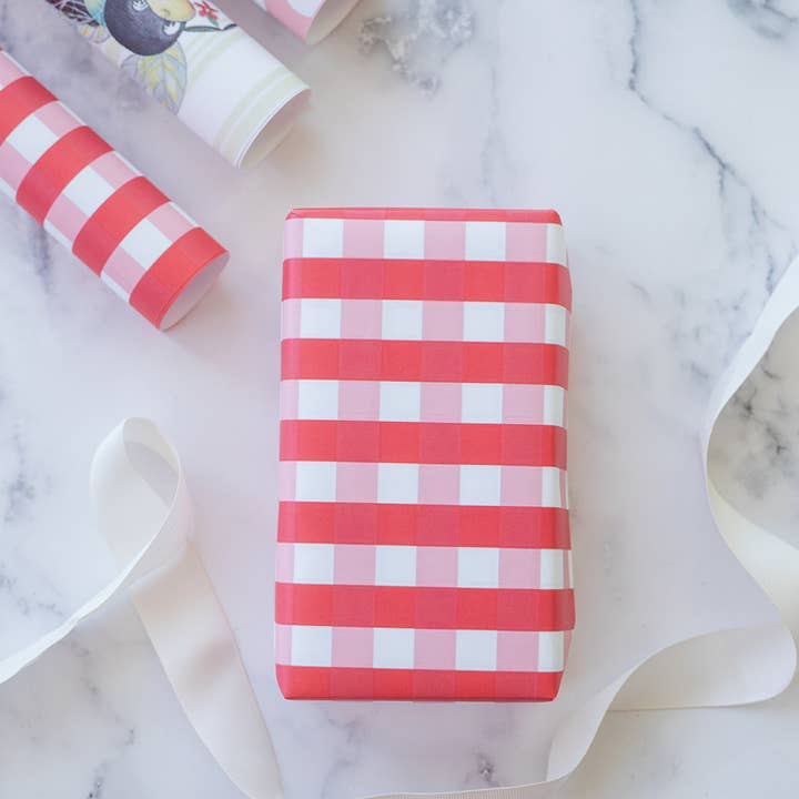 Mod Lounge Paper Company - Wholesale Wrapping Paper Roll - Gingham Red Gift Wrap Craft Sheets4