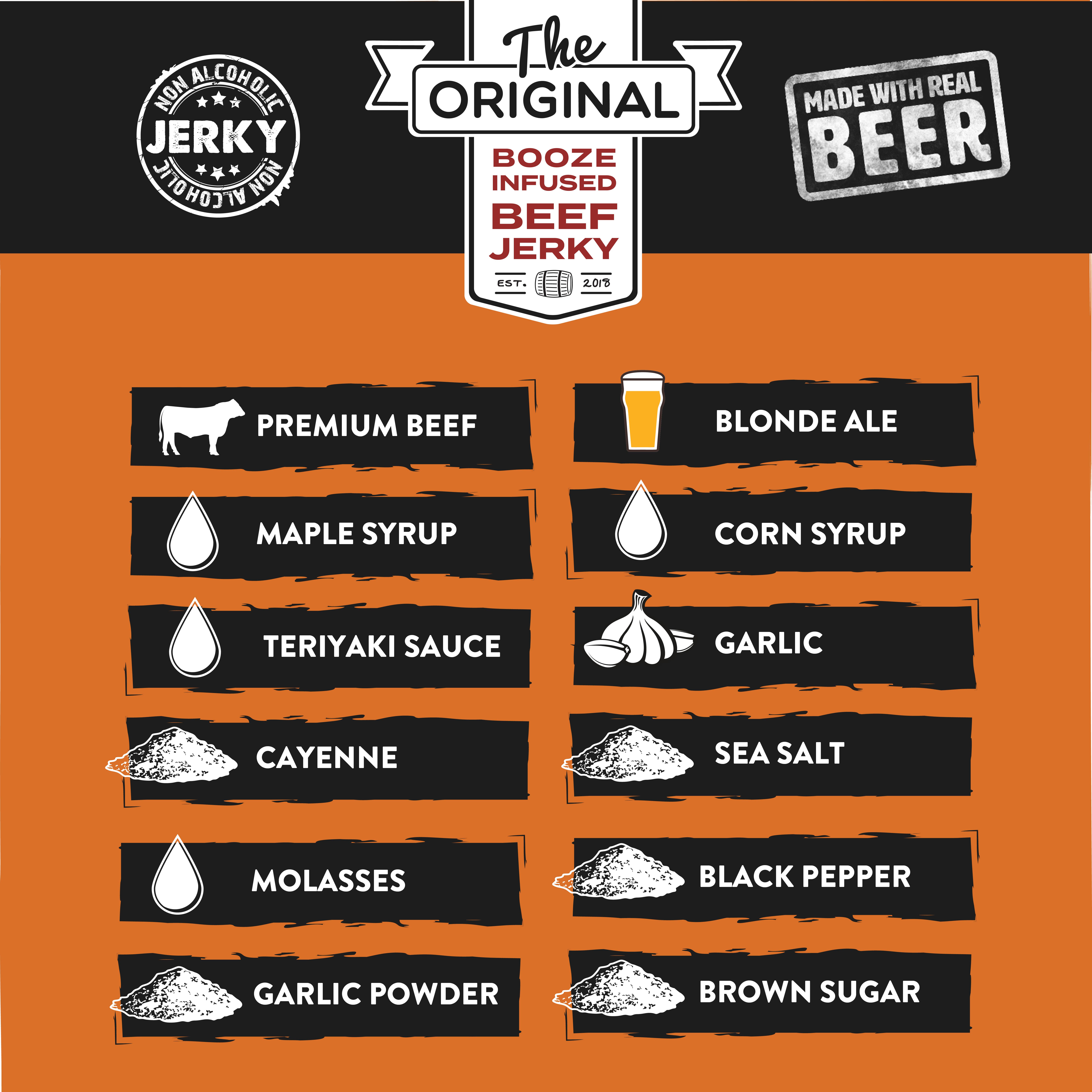 Boozy Jerky - Wholesale Jerky - Montreal Maple Spice Lager Beef Jerky1