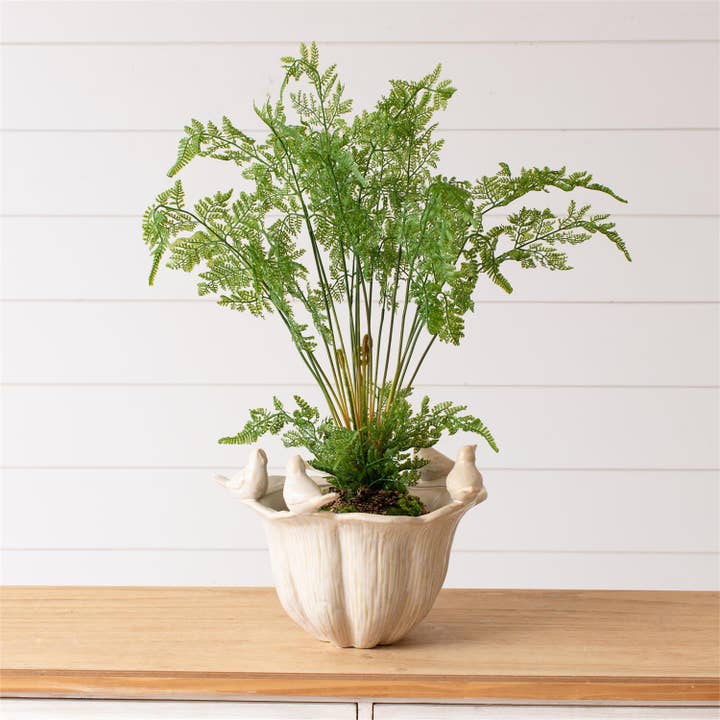 Jardinière cannelée pour rassemblement d'oiseaux (PC) | Décoration de printemps pour la vente par Audrey's Home & Gift