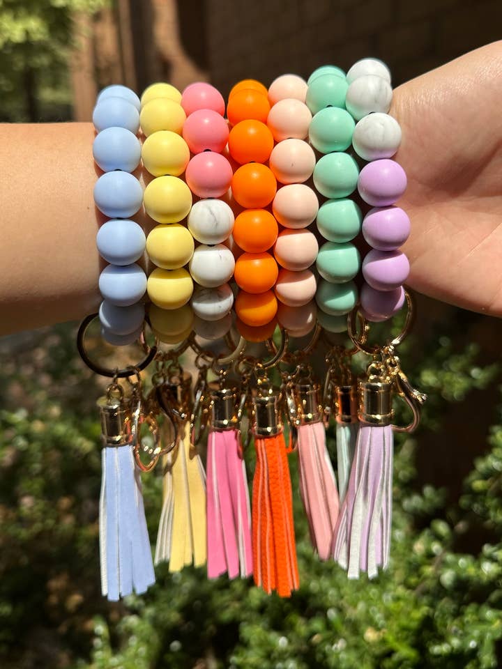 BB139x125 Silicone Beaded Keyring/Keychain Bracelet for wholesale by MiMi Wholesale