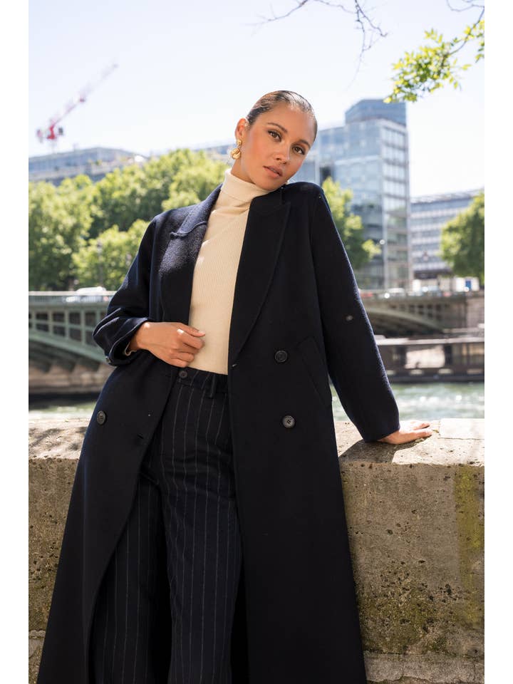 Attentif Paris - Wholesale Coat - Women's - Extra-long oversized hand-sewn wool blend coat58