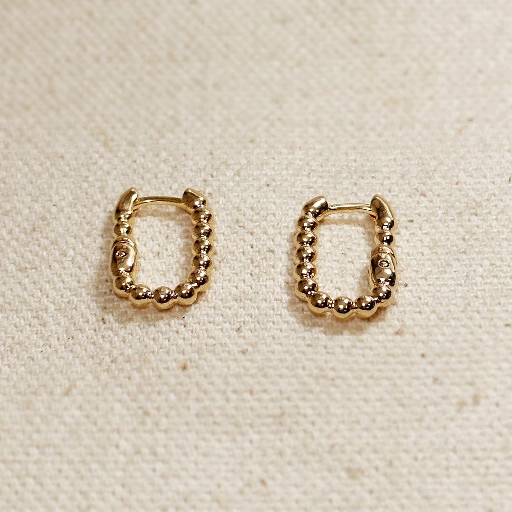 GoldFi - Wholesale Hoop Earrings - Beaded Rectangle Clicker Earrings3