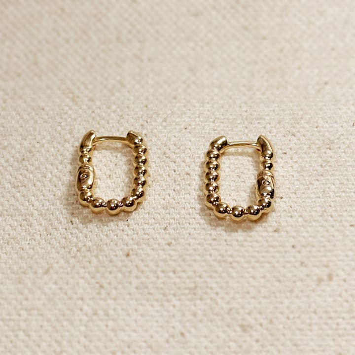 GoldFi - Wholesale Hoop Earrings - Beaded Rectangle Clicker Earrings3