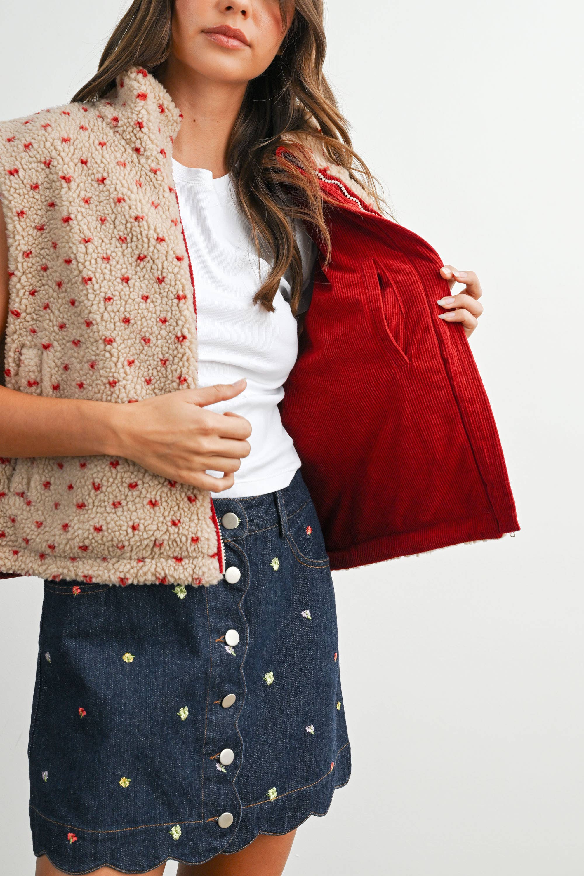 BUTTERMELON - Wholesale Jacket - Women's - Floral Fleece Sleeveless Vest - BMJ784950